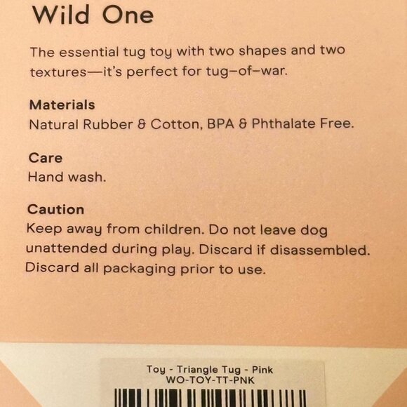 WILD ONE Triangle Tug Toy for Dogs PINK Rubber Cotton - BPA & Phthalate Free NEW - Picture 3 of 4